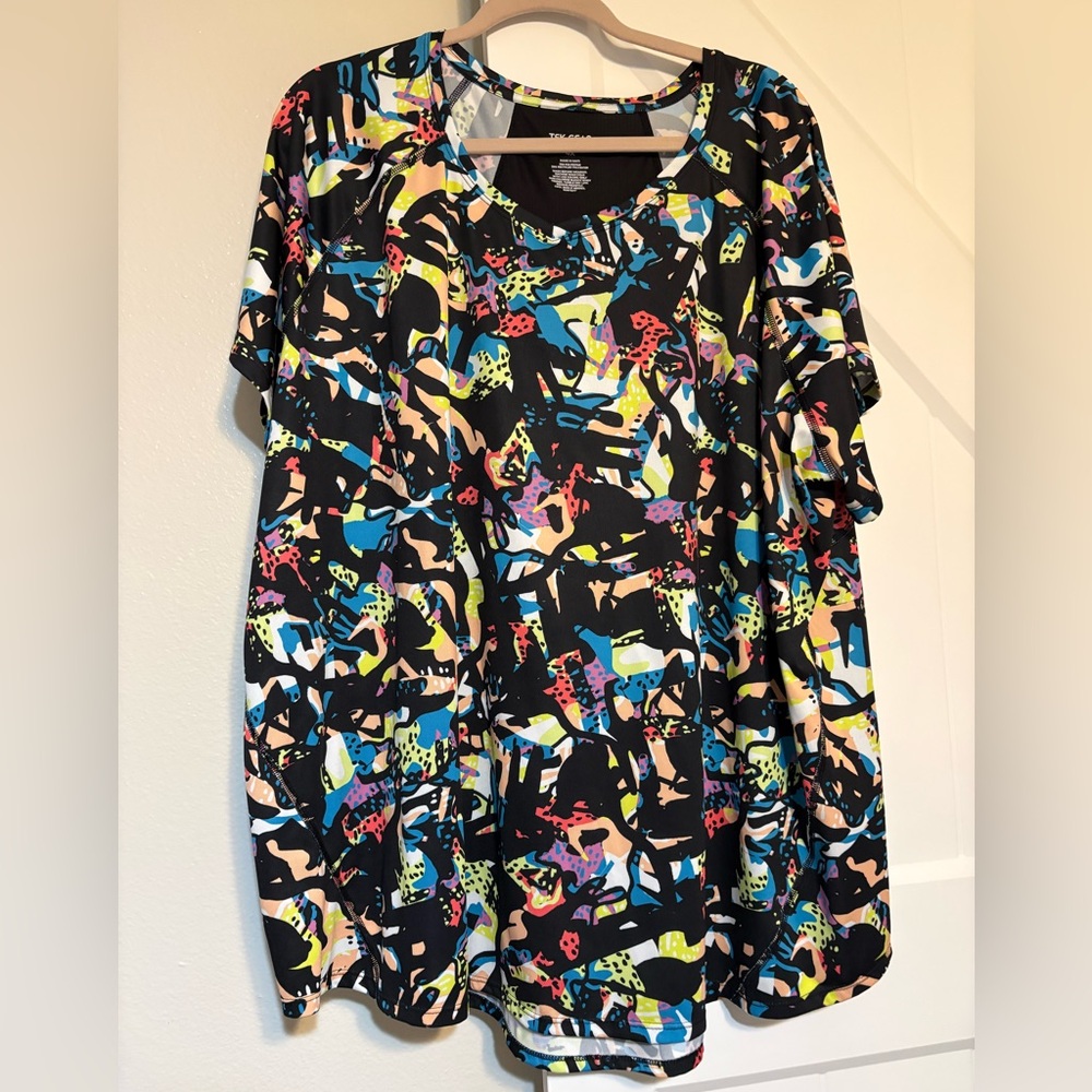 Tek Gear Multicolor Abstract Women's Short Sleeve Top